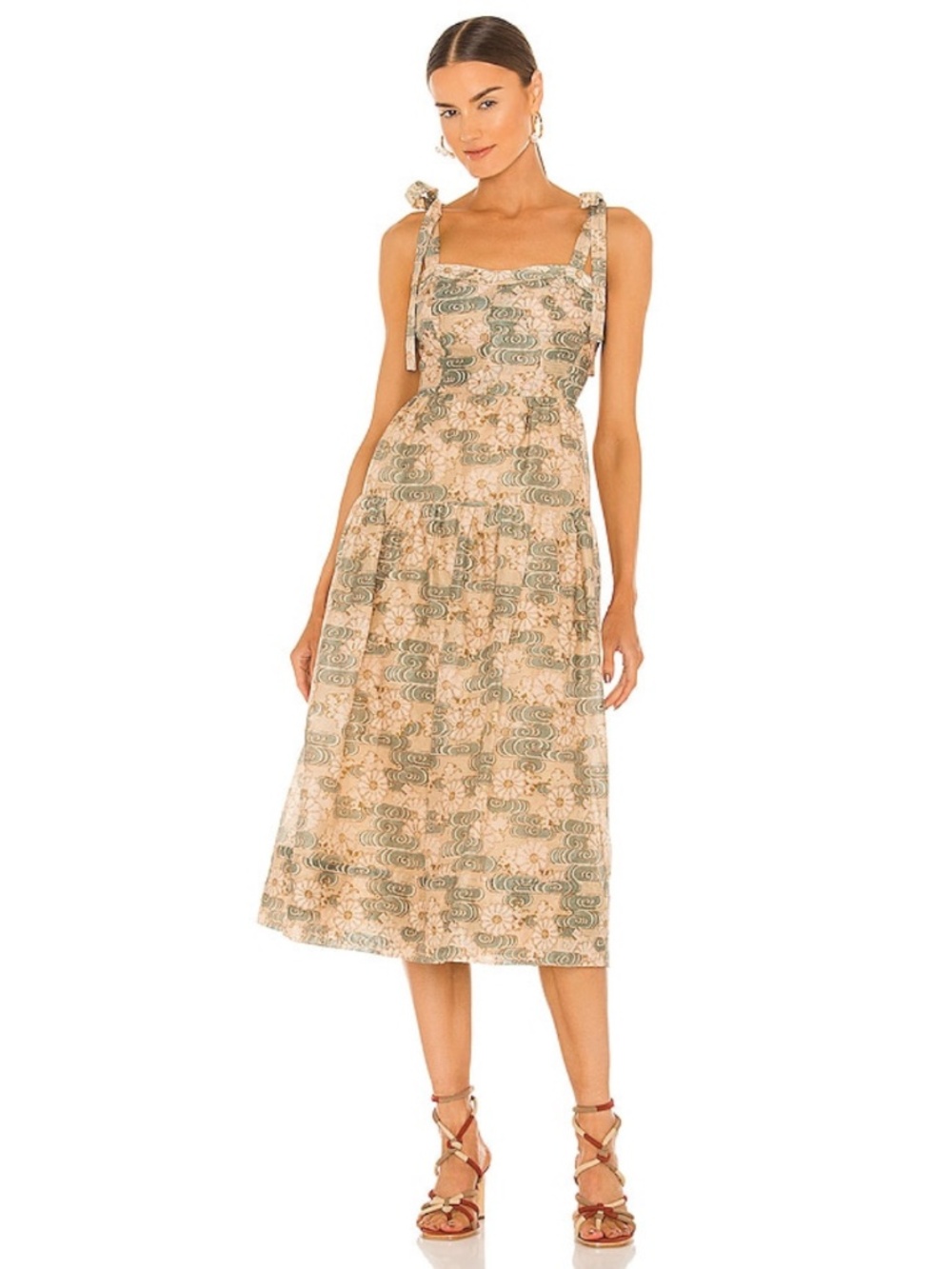 NEW Revolve Ulla Johnson Minerva Cotton Silk Blend Dress Willow 6